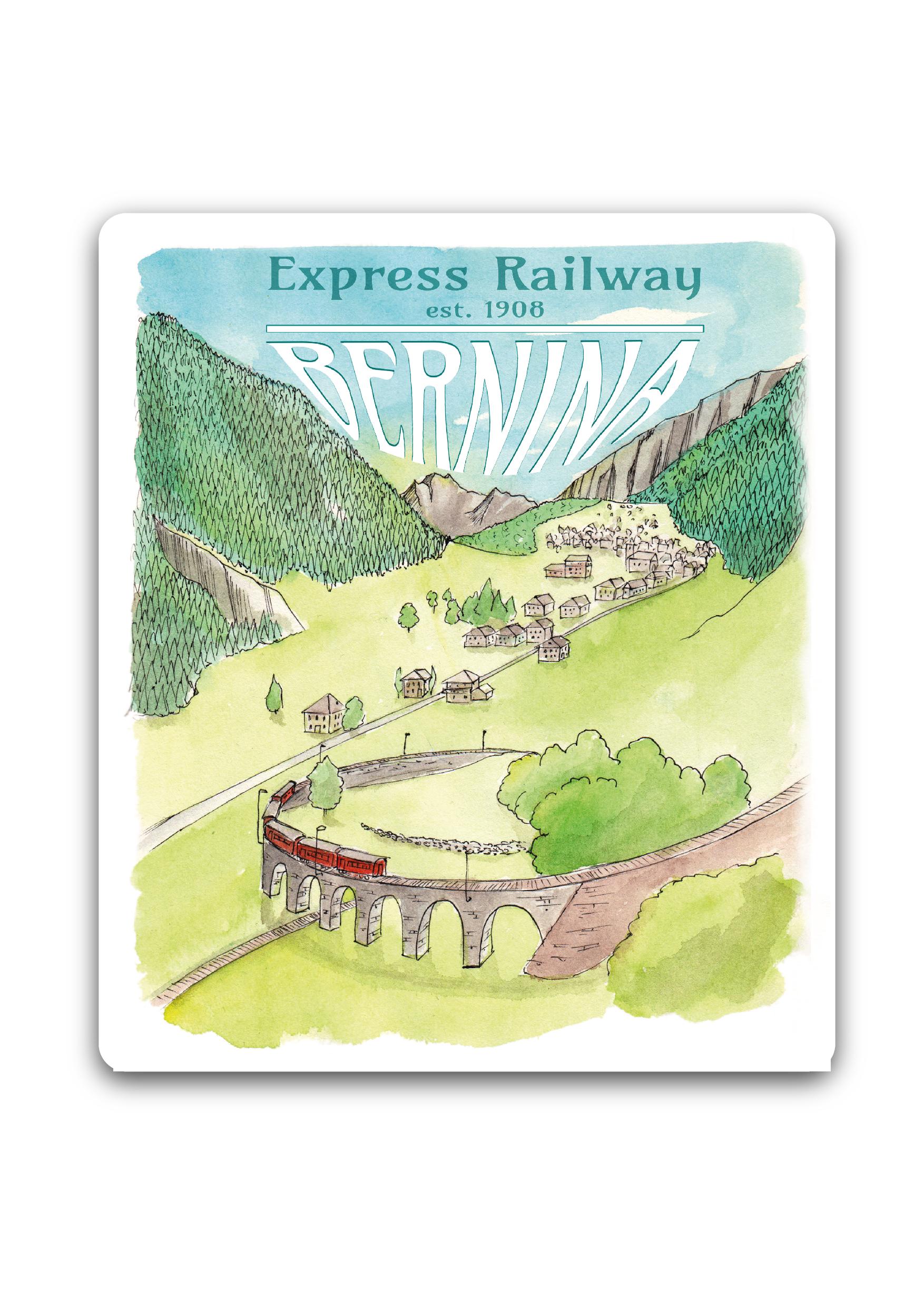 Bernina Express Railway Sticker. For Window, car, Laptop