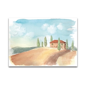 Carte postale de Toscane. Réimpression originale à l'aquarelle.