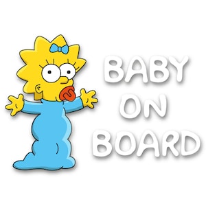 Autocollant Maggie Simpson Bébé à bord. Pour verre, voitures, ordinateurs portables.