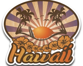Sticker "Hawaii surf paradise". Car, window, bumper, laptop.