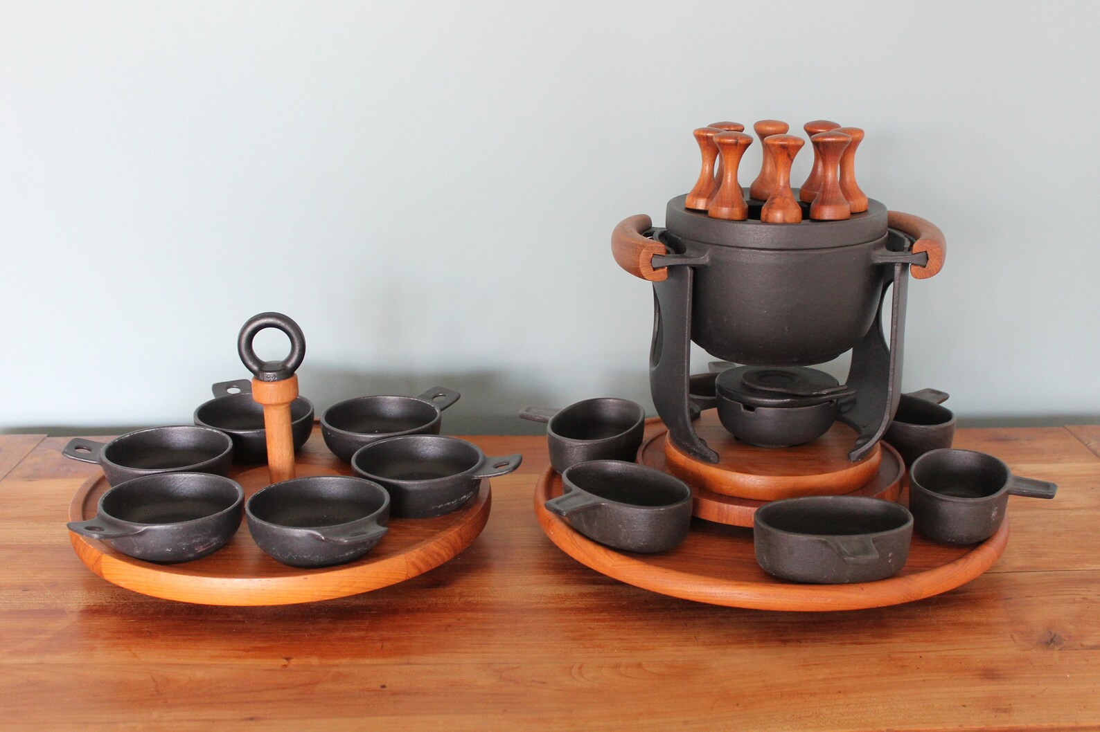 Nissen Denmark M4315 Cast Iron Fondue Set Digsmed lazy Susan Etsy