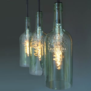 Vintage bottle lamp pendant lamp &quot;Lampada tres&quot;