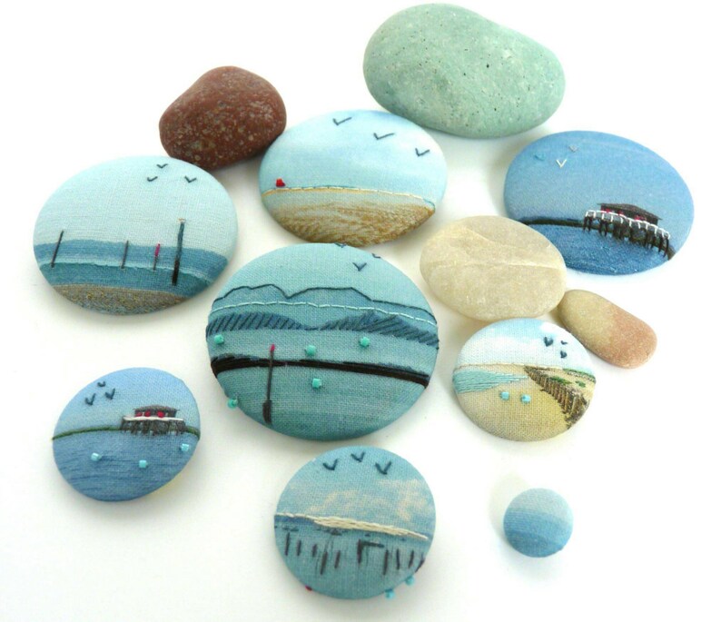 Embroidered brooch textile brooch brooch Bay of Arcachon Etsy