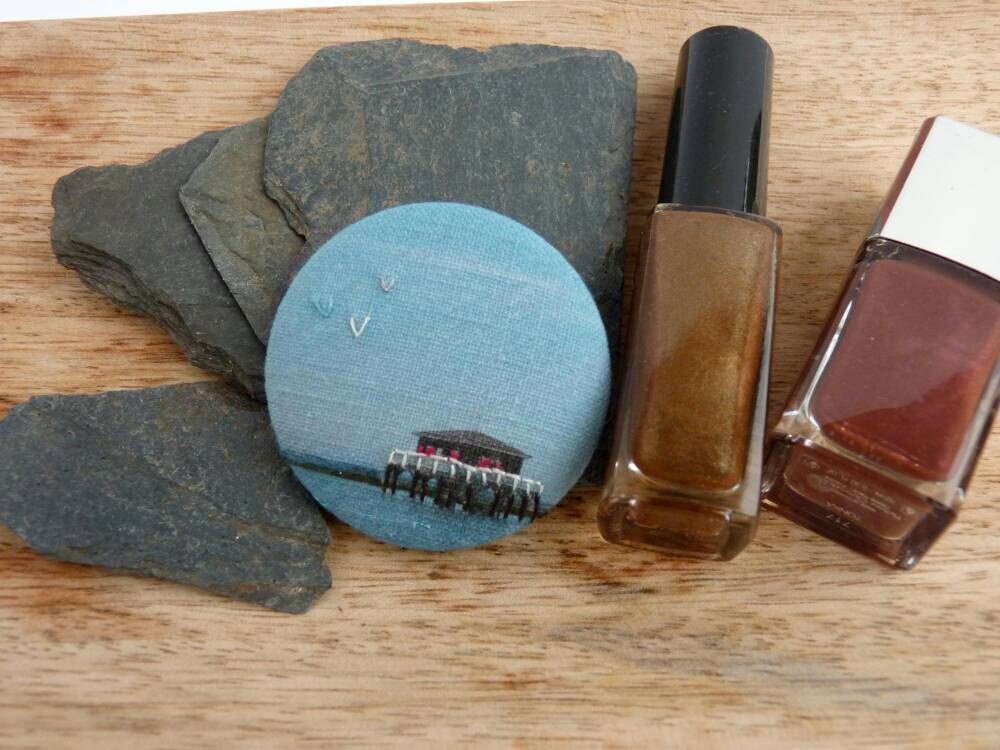 Embroidered brooch textile brooch brooch Bay of Arcachon Etsy