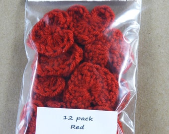 Crochet Hearts 12pcs. Many Colors. Applique Scrapbook Wedding Valentine Confetti Decoration