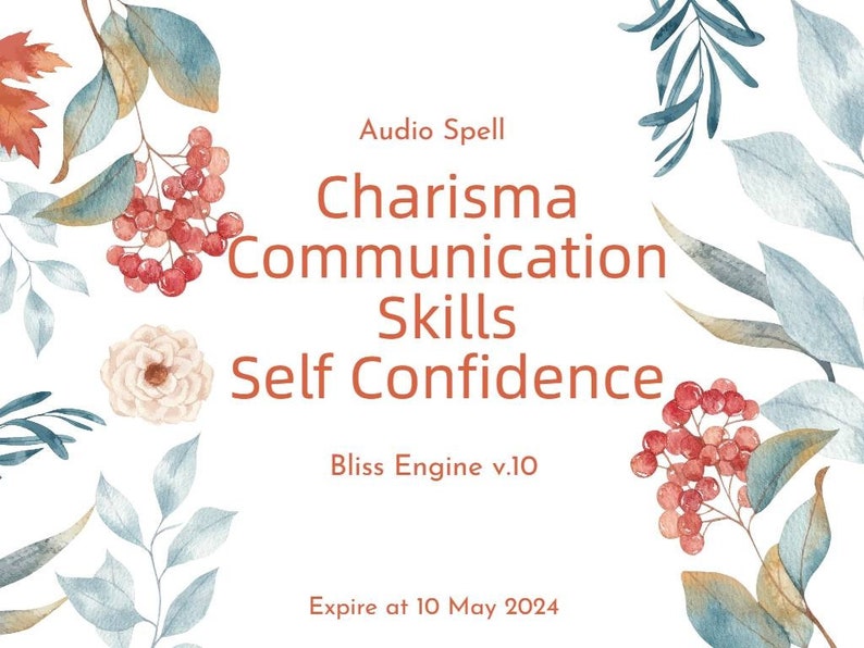 Charisma, Communication Skills, Self Confidence Audio Spell until 10 May 2024 New Bliss Engine v.10 image 1