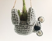READY TO SHIP Handmade - Hanging Koala Planter Crocheted Home Decor Plants