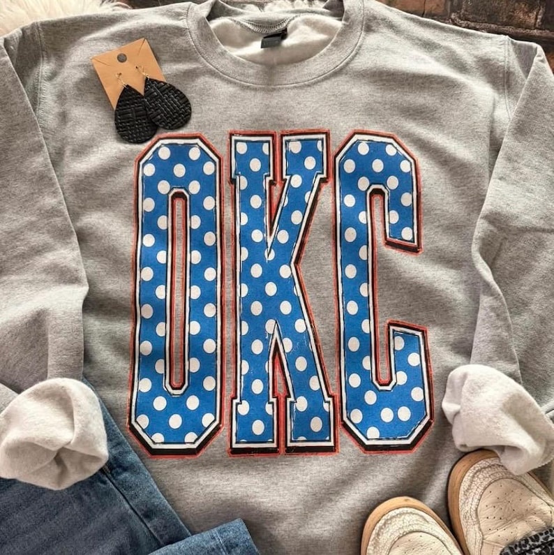 OKC Polka Dot Gildan Sweatshirt/t-shirt - Etsy