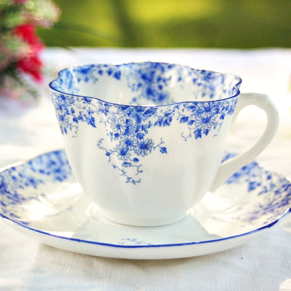 Vintage Shelley "Dainty Blue" Teacup & Saucer | English Teacup, Shelley Teacup, Pretty Teacup, Tea Party Teacup, Blue Teacup, Bone China Cup