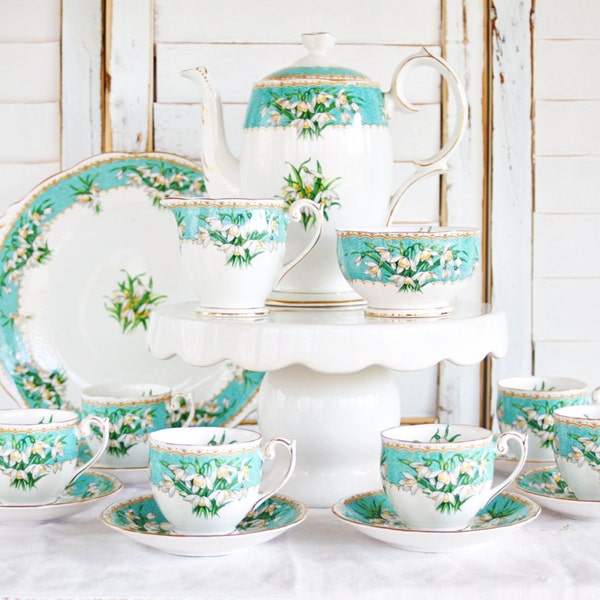 Vintage Queen Anne "Marilyn" Tea Set: Demitasse Tea Set, Tea Party Tea Set, English Tea Set, Vintage Tea Set, Mini Tea Set