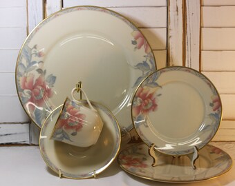 Arborose Pattern Set of 4 Tab Handled Limoges Cereal Bowls by West Wood China