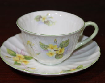 Shelley &quot;Primrose&quot; Teacup & Saucer, Pattern 13430, Stratford Shape, Vintage Teacup, Shelley China, Primrose Decor,