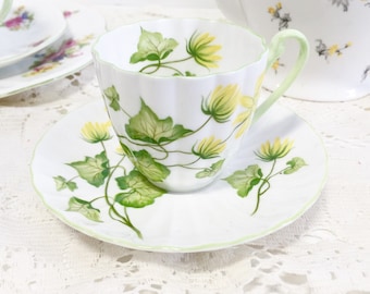Tazza da tè e piattino vintage Shelley "Celandine" / Tazza da tè inglese