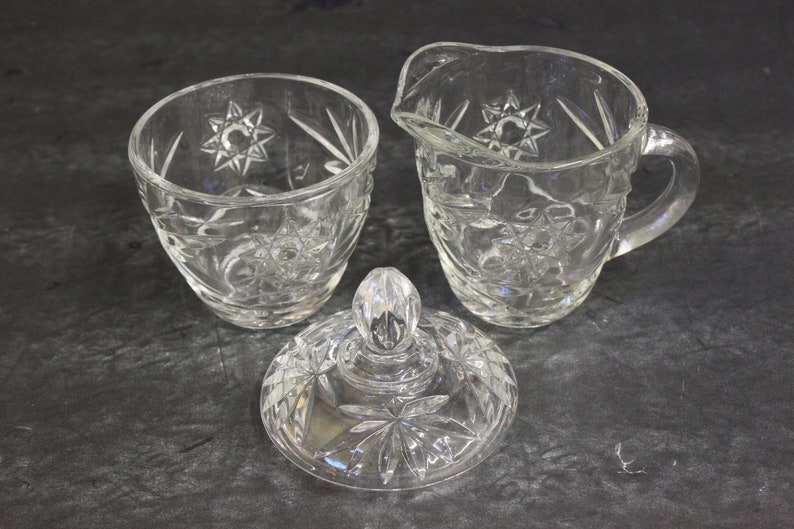 Vintage Pressed Glass Sugar & Creamer W/tray wonderful Etsy