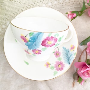 Vintage Adderley Teacup & Saucer | Floral Teacup. Tea Party Teacup, English Teacup, Bone China Pretty Teacup