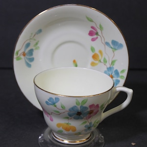 H&M Sutherland China Teacup, Pretty Floral Design, Teacup and Dessert Plate. Tea Party, UK Production SUPERB