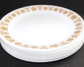 Set of 8 Vintage Corelle by Corning BUTTERFLY Gold Dinner Plates 10 1/4"