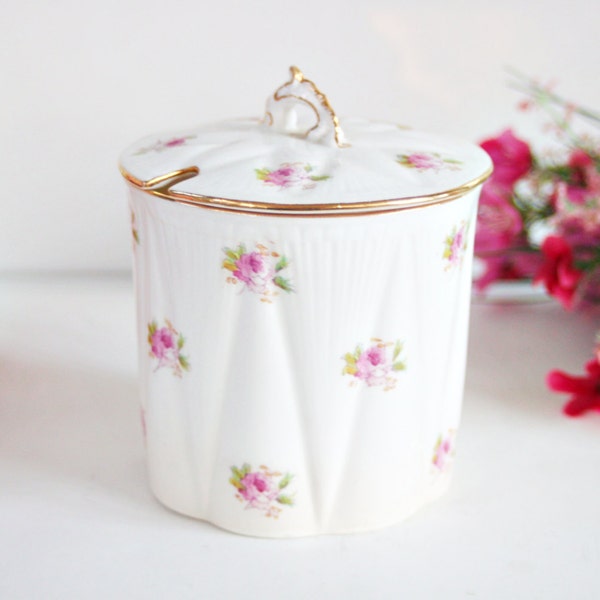 Antique Foley China Jam Jar, Tea Party Jam Pot, English Jam Pot, Pink Jam Pot, Roses Jam Pot