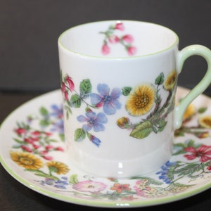 Shelley Demitasse Cup and Saucer &quot;Hedgerow&quot; Vintage Teacup - Shelley 13492 :  English Teacup , Like New Condition  FREE SHIPPING