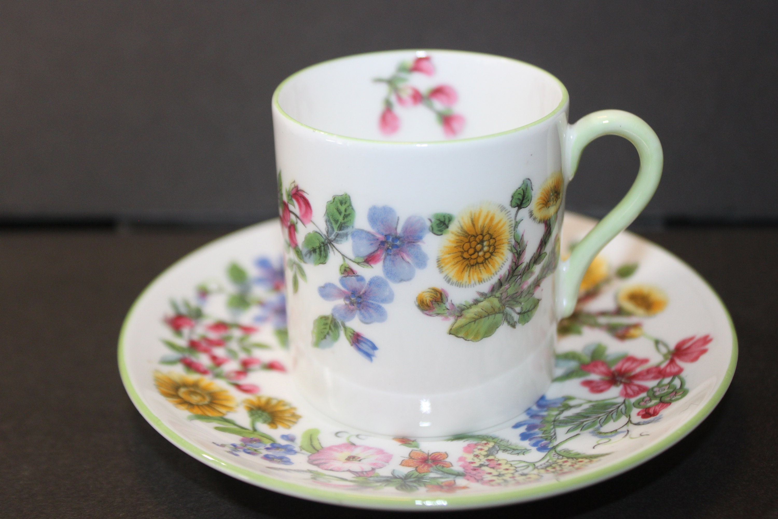 Shelley Demitasse Cup and Saucer "Hedgerow" Vintage Teacup - Shelley 13492 :  English Teacup , Like New Condition  FREE SHIPPING