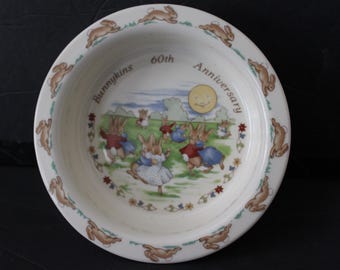 Vintage Royal Doulton Bunnykins Bowl: 60th Anniversary Bone China