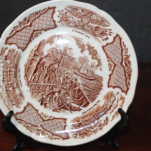 Vintage Alfred Meakin &quot;Fair Winds&quot; Salad Plate 8&quot;  | Ironstone Plate, Brown Transferware  Superb Condition