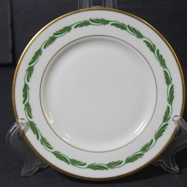 Franciscan "Arcadia Green"  Bread Plate - 6 3/8"  Plate - Green Plumes w/Gold Accents, Gold Trim, USA Mark Discontinued 1962 FREE SHIPPING