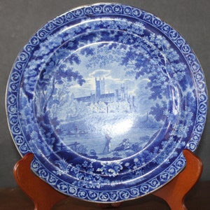 Antique Clews Staffordshire Castle Plate, Early 19th Century, Transfer-printed Glazed Earthenware, Great Condition