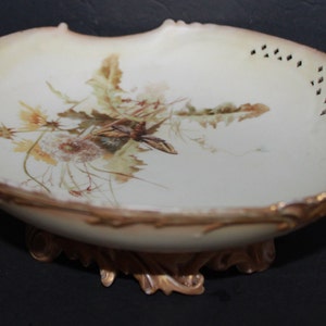  Worcester ブラッシュアイボリー プレート 花柄 Antique Royal Worcester Reticulated Bowl: 'empress' Blush Ivory