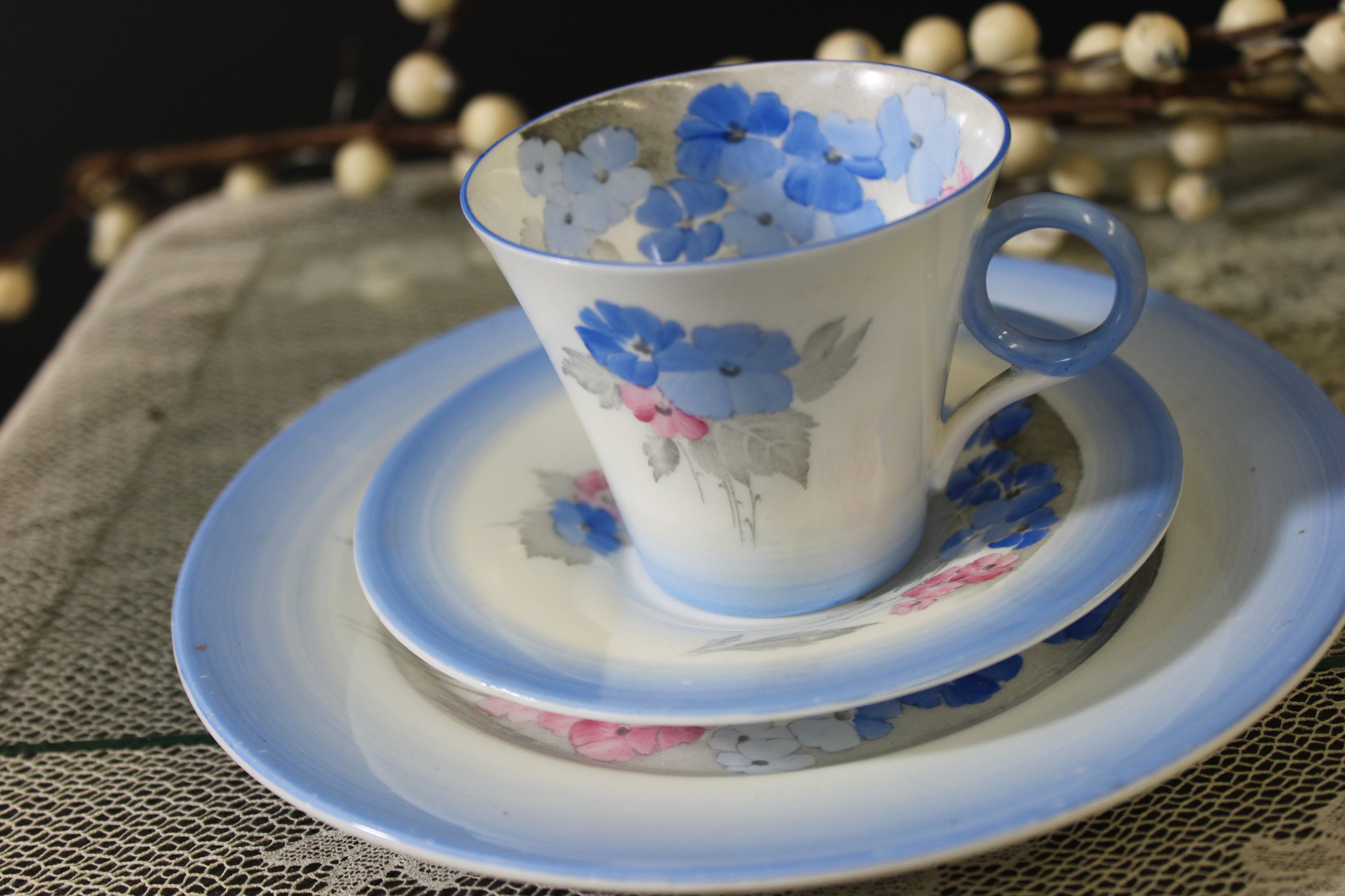 ヴィンテージ シェリー「フロックス」ティーカップ トリオ