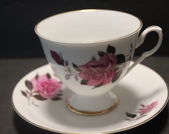 Juego de taza de té y platillo vintage con rosa rosa: China 9030