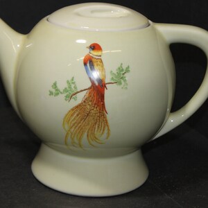 Vintage Enterprise Aluminum 6-Cup Teapot: Bird Design, Ohio USA
