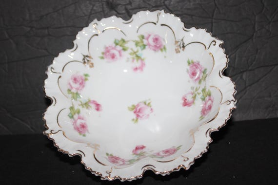 6 MZ Austria Porcelain Bowls, Hand-painted Floral Scalloped Edge