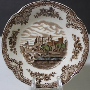 Johnson Brothers &quot;Old Britain Castles&quot; Fruit Bowl, Brown Multicolor Castles & Flowers, Vintage, Fruit/Berry Bowl  : Superb
