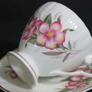Vintage Consort Bone China Footed Teacup and Saucer  - Pink Floral Teacup, FREE SHIPPING