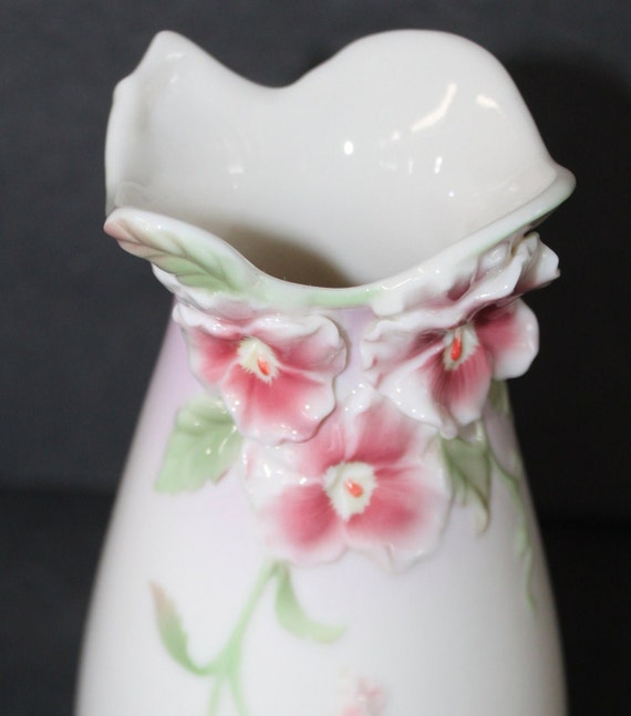 Franz Collection Pansy Vase FZ00371 Hand Painted Signed NEW