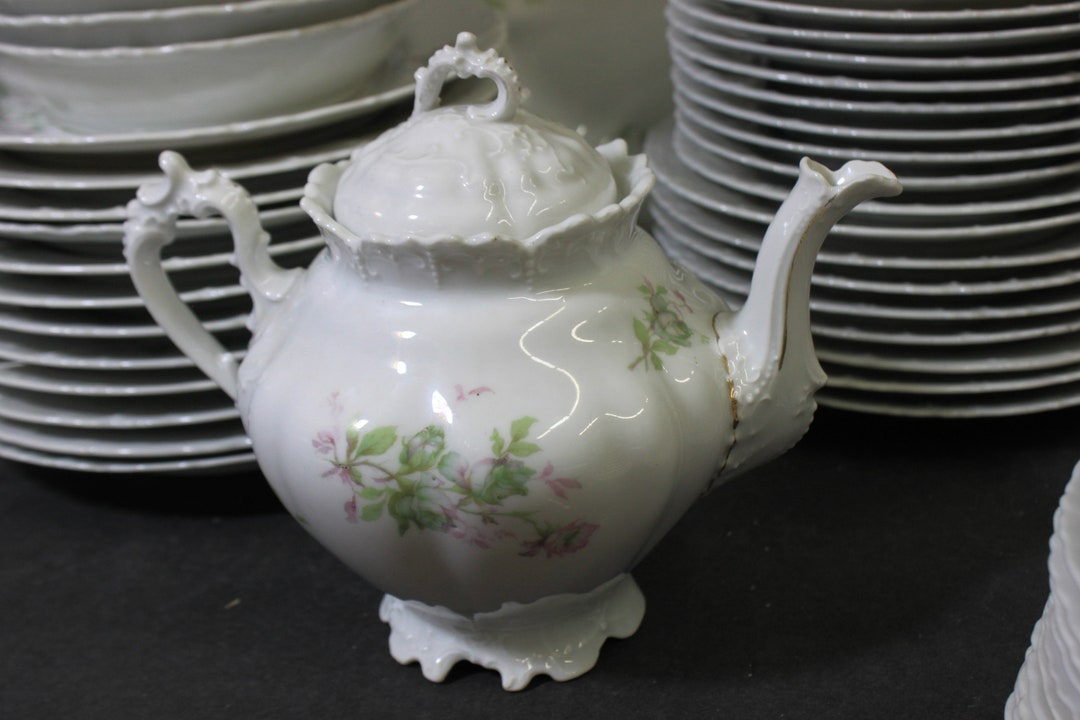 Habsburg China Austria Antique 68 Piece Pink & Green Floral Etsy