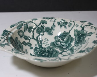 Vintage Johnson Brothers "English Chippendale Green" Vegetable Bowl - Chintz Vegetable Bowl, Chippendale Vegetable Bowl, Square Serving Bowl