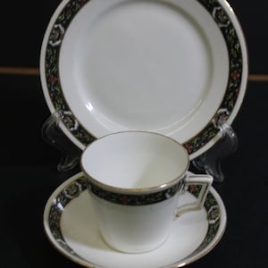 Shelley  Black Floral Chintz Band Tea Trio, Pattern 10718 ca1912 English Teacup Trio  Great Condition FREE SHIPPING
