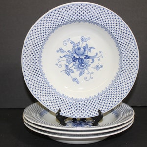 4 Allertons &quot;Kempton&quot; Antique 9&quot; Rim Soup Bowls Staffordshire 1900&#39;s ,UK 100 Years Old, Wonderful Condition