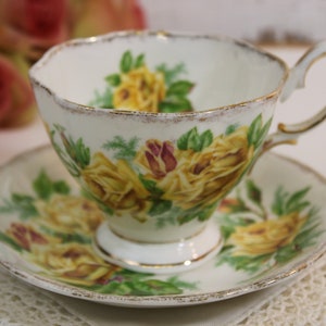 Royal Albert Tea Cup & Saucer | Yellow Rose Bone China, English Teacup