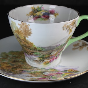 美品 Shelley ワイルドフラワー ピンクトリム ケーキプレート シェリー シェリー・ワイルドフラワーピンクのトリオA - アンティークと