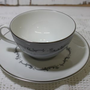 Royal Doulton &quot;Coronet&quot; Teacup & Saucer Set: Vintage 4947, Silver Filigree Set, Royal Doulton Set  SUPERB CONDITION
