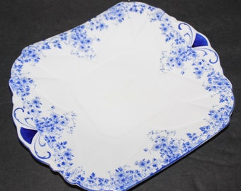 Shelley "Dainty Blue" Handled Cake Plate, Vintage English Production  Wonderful Condition Looks New
