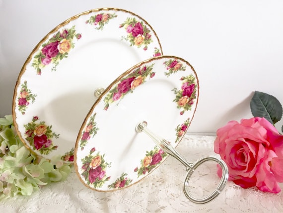 ヴィンテージ ロイヤルアルバート オールドカントリーローズ 2段ケーキ