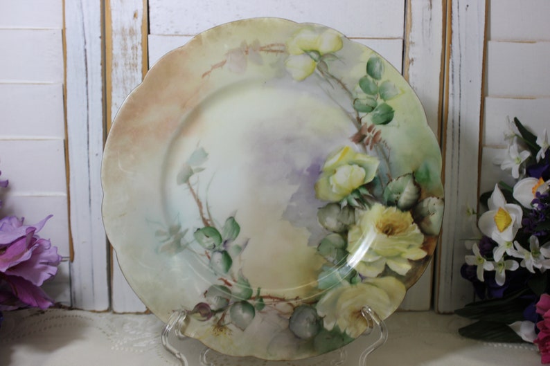 Antique Plates, 3 Floral Designs all Different Hand Painted Plates Large Dessert Plates 3 Antique Haviland Limoges France Plates 9-58