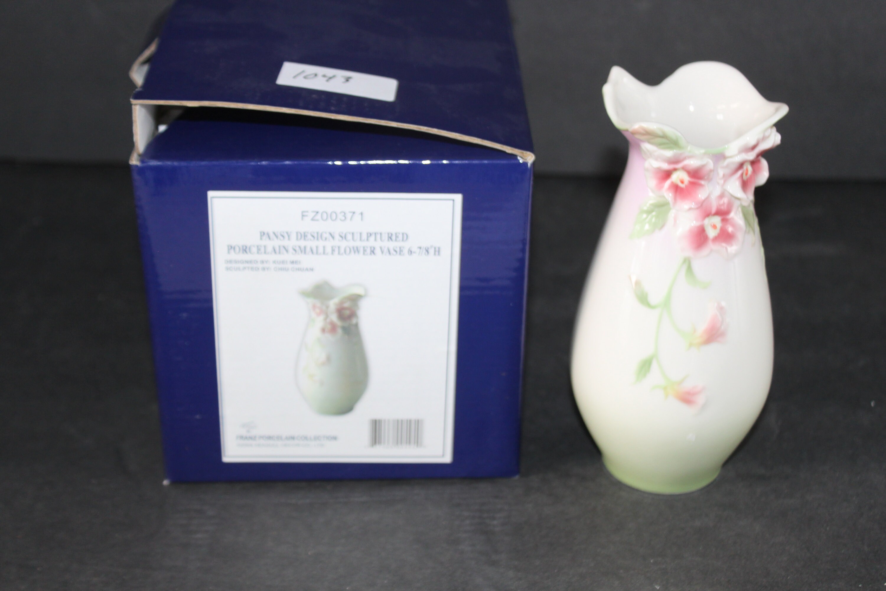 Franz Collection Pansy Vase FZ00371 Hand Painted Signed NEW