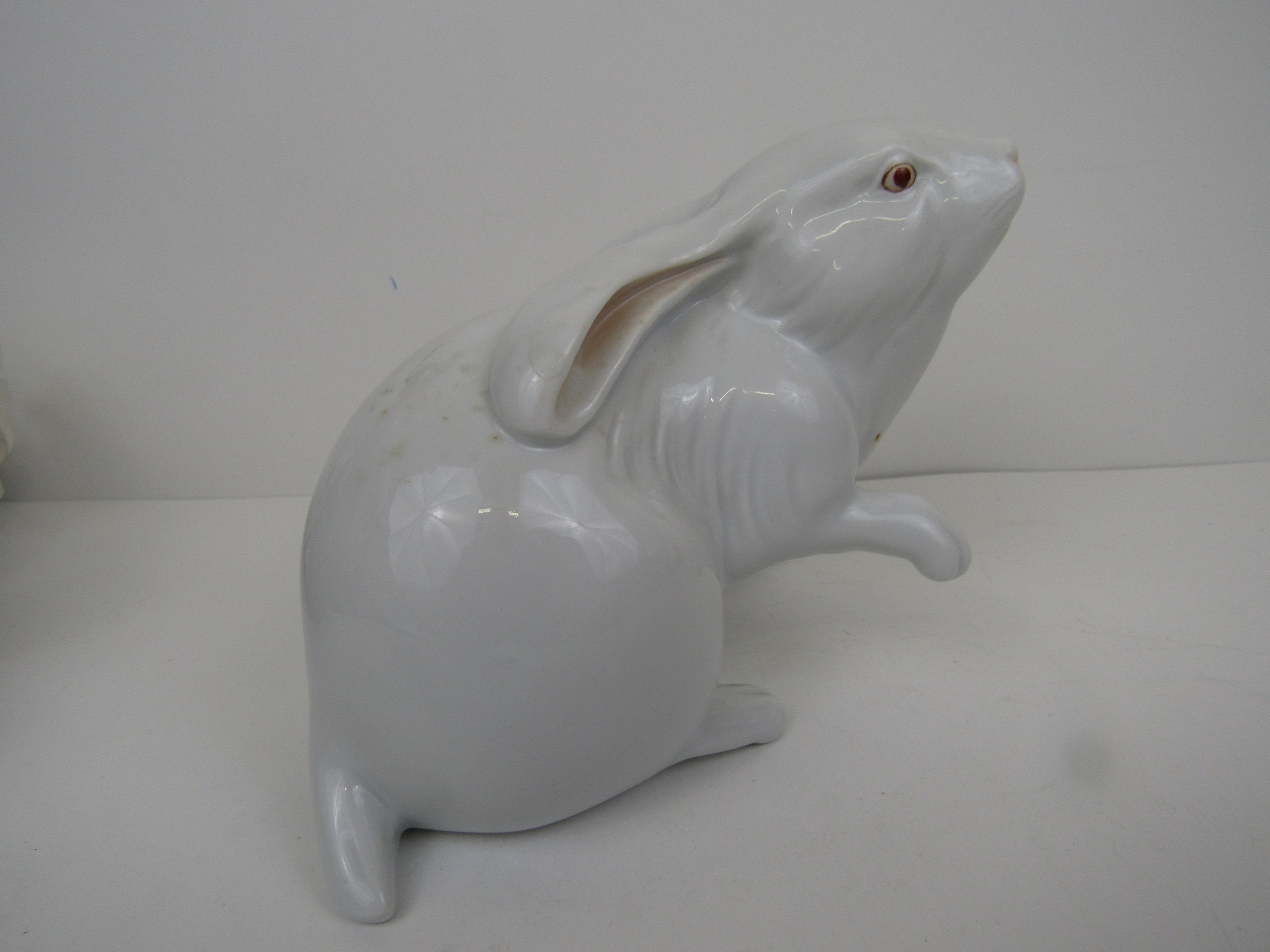 Herend Large White Rabbit w/Paw Up. Herend porcelain from | Etsy