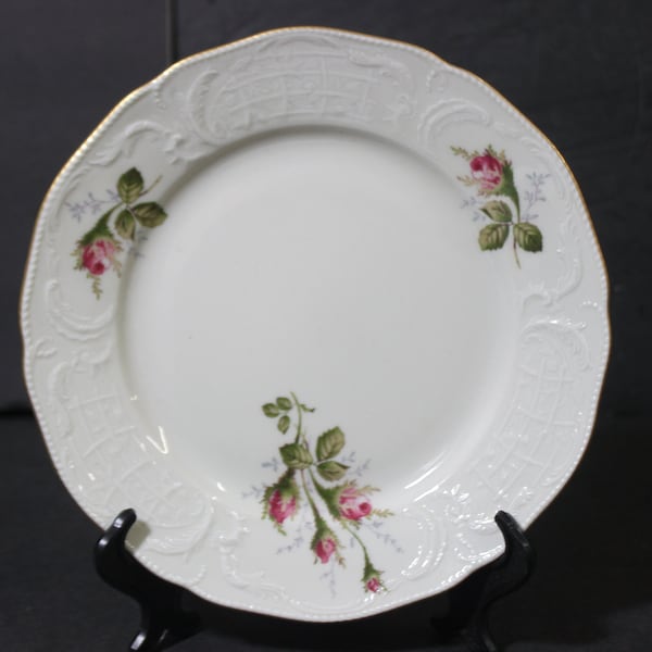 Rosenthal Continental "Moss Rose" Sans Souci, White Salad Plate, Off-Center Roses | Vintage Rosenthal Germany