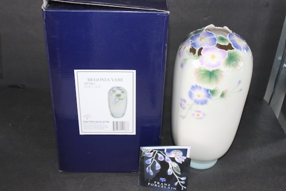 Franz Collection Begonia Vase XP1841 Hand Painted Signed NEW
